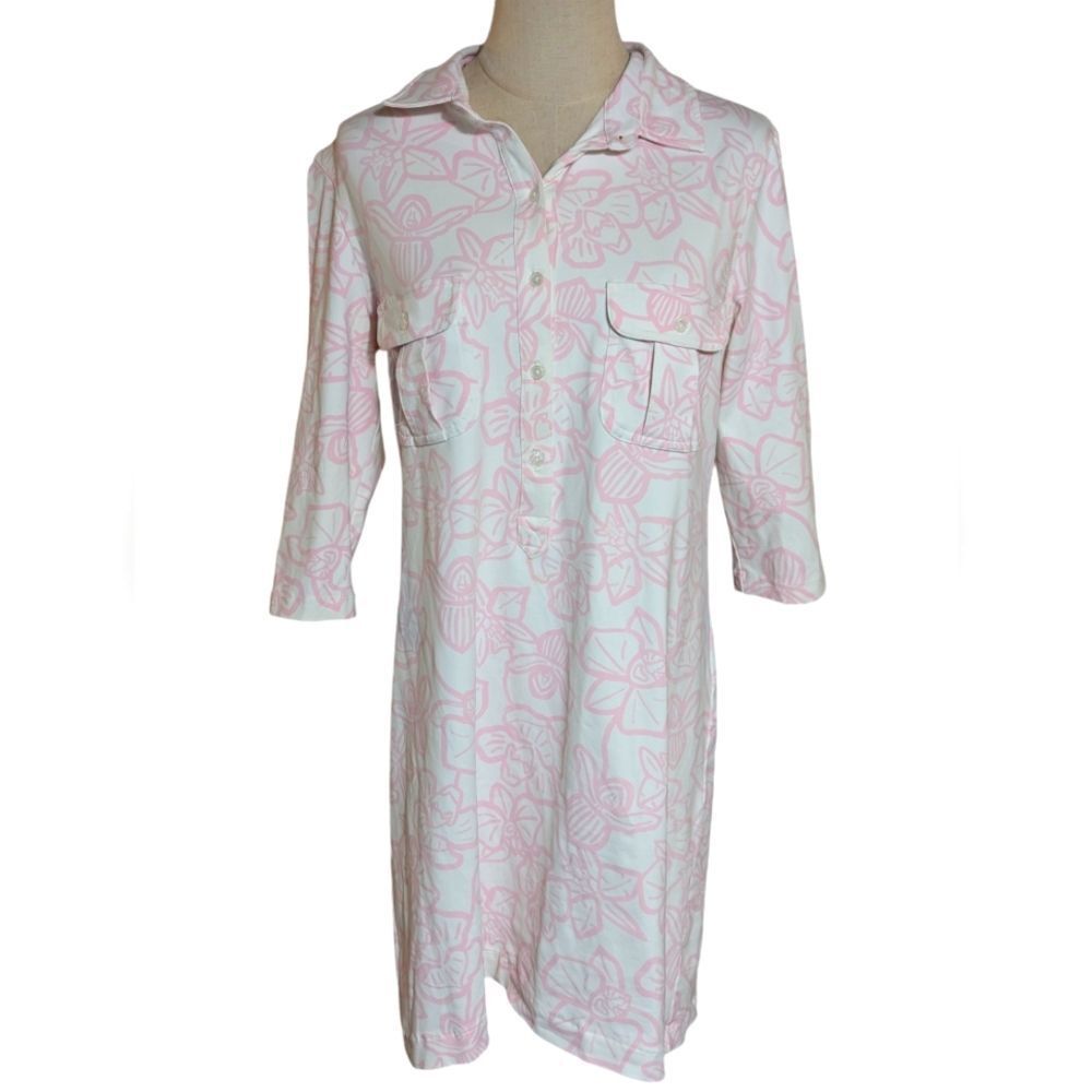Casual Pink Floral Collared Mini Dress